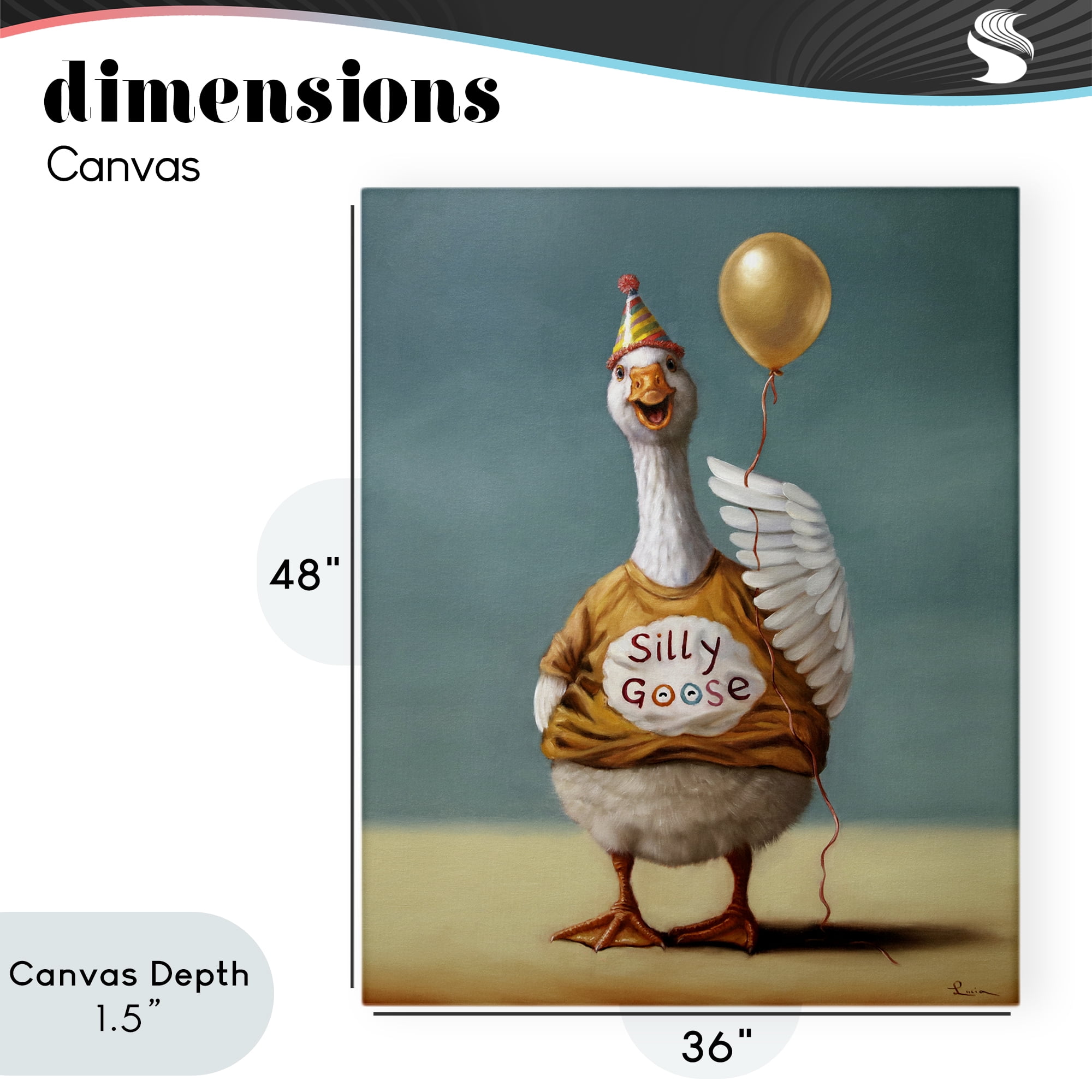 Stupell Industries Silly Goose with Balloon Canvas Wall Art, design by Lucia Heffernan