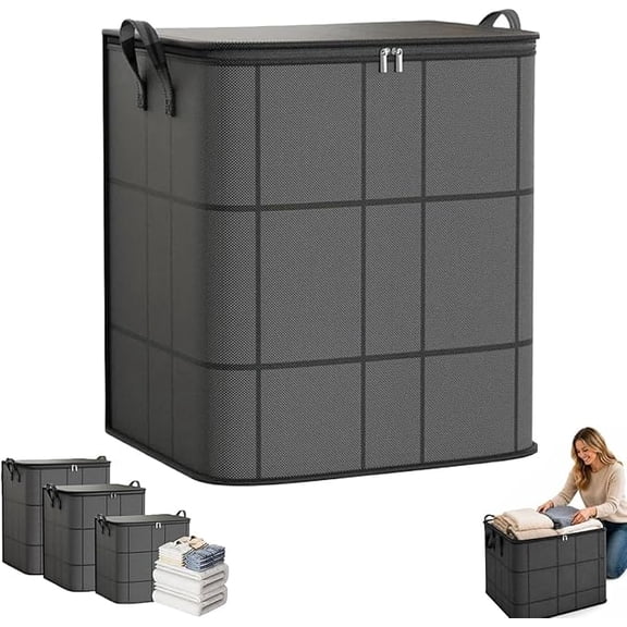2 PCS 140 L Large Capacity Storage Bags, Waterproof & Dustproof Foldable Closet Organizers, Heavy Duty Moving Bags with Handles & Zippers for Clothes, Comforters, Blankets