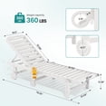 thumbnail image 6 of SERWALL Outdoor Chaise Lounge Set of 2, Adjustable Patio Chaise Lounge, HDPE Lounge Chair with Rolling Wheels & Cup Holder for Poolside, White, 6 of 7