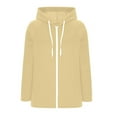 thumbnail image 4 of Miluxas Women's Full Zip up Hoodie Long Sleeve Hooded Drawstring Sweatshirts Pockets Jacket Coat for Women Beige L(L), 4 of 5