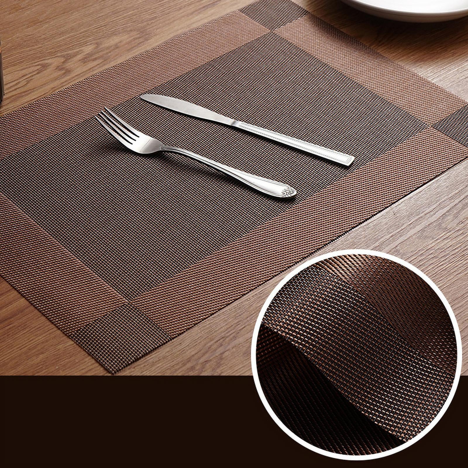 Details about   4Pcs PVC Placemats Heat Insulation Dining Table Mats Kitchen Washable Woven Mat 