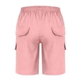 thumbnail image 5 of CPNG Boys Athletic Cargo Shorts Solid Color Sport Cargo Shorts Elastic High Waist Casual Loose Cargo Shorts Outwear Shorts(Pink,9-10 Years), 5 of 8