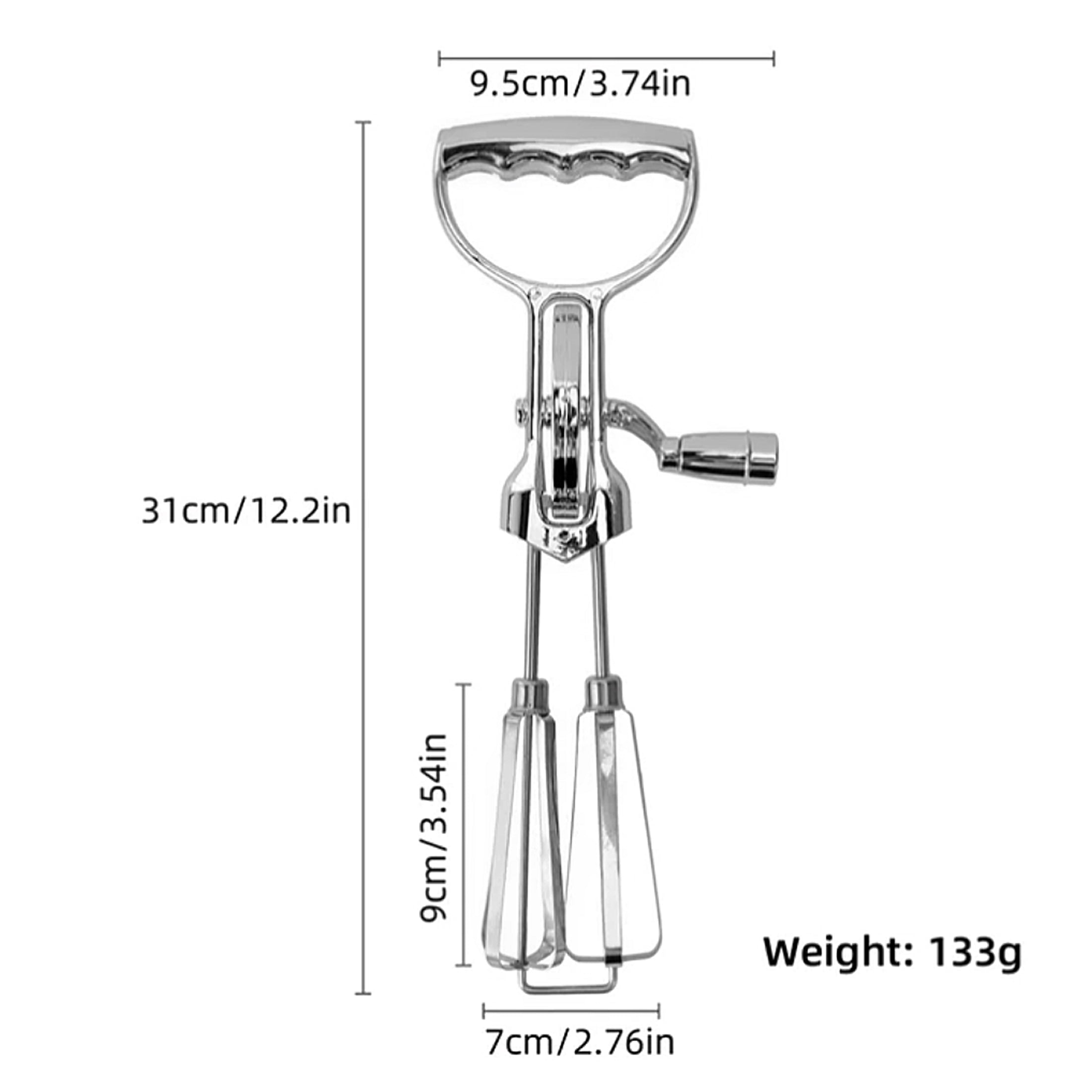 MaPinKa Manual Mixer - Classic Hand Crank Egg Beater with 18/10 Stainless Steel Blades, 12-Inch, Silver