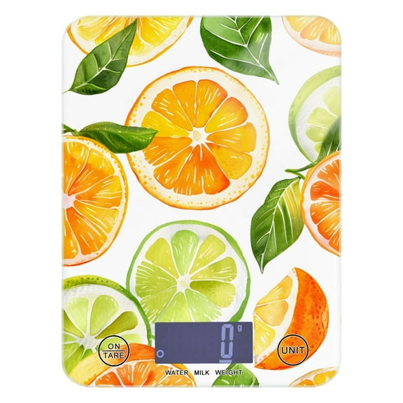 Lemon and Orange Food Scale Digital Kitchen Scale Waterproof Tempered Glass Tare Function 11 lb for Baking Cooking Meal Prep