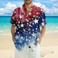 thumbnail image 3 of JGNGSHN Men’s Hawaiian Shirt Short Sleeve Button Up Stars and Stripes Print Patriotic Top, 3 of 11