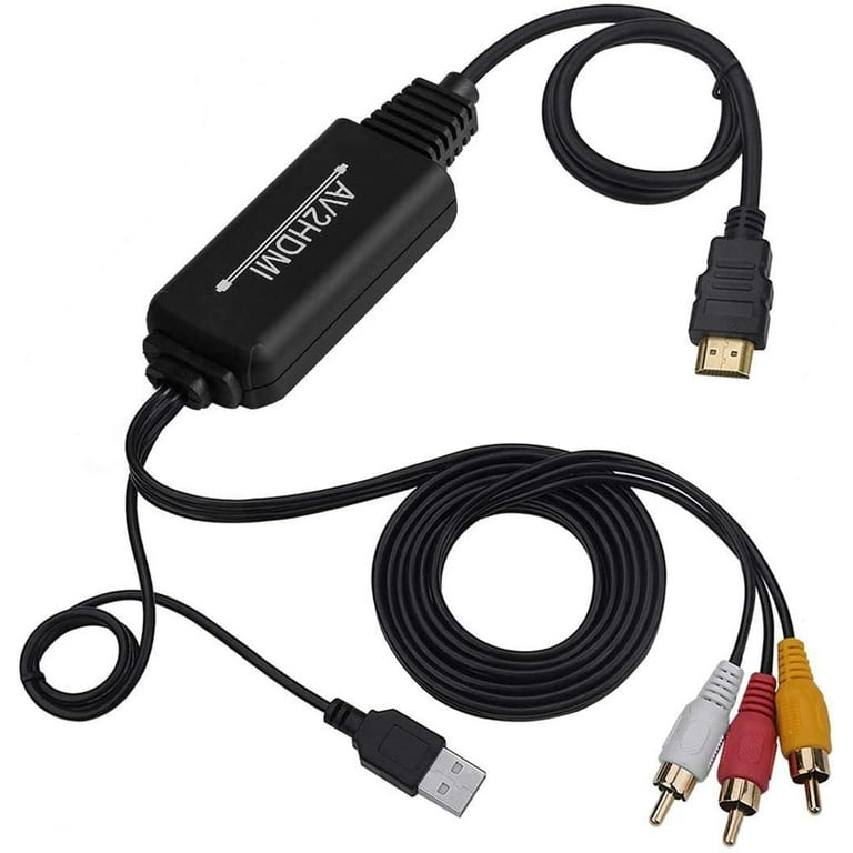 DIGITNOW RCA HDMI Converter Cable, AV to HDMI Adapter Cable Cord, 3 RCA CVBS Composite Video to 1080P HDMI Supporting PAL NTSC for PC TV STB VHS VCR Camera DVD -