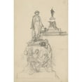 thumbnail image 2 of Henryk Siemiradzki 11x14 Gold Ornate Wood Frame and Double Matted Museum Art Print Titled - Two Sketches of the Monument with the Figure on the Pedestal, Around Which Allegorical Figures Sit, 2 of 4