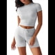 thumbnail image 3 of Conjuntos de Chándal de Dos Piezas de Verano para Mujer con Pantalones Cortos Ajustados Flores Blancas y Grises XL, 3 of 8
