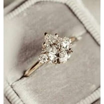 vylahjewellery Unique 14K White Gold Ring 2 CT Pear Cut Moissanite Diamond Ring Wedding Gift for Women