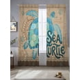 thumbnail image 2 of Summer Blue Sea Turtle Sheer Curtains 2 Panels Set Nautical Vintage Ocean Wave Compass Linen Sheer Window Curtains Light Filtering Rod Pocket Voile Drapes for Bedroom Living Room 52"X84", 2 of 8
