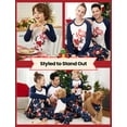 thumbnail image 3 of PatPat Kids Christmas Pajamas Family Matching Pjs Sets Blue Childlike Long Sleeve Top and Pant with Socks, 2-Piece, Size 3-4Y, 3 of 12