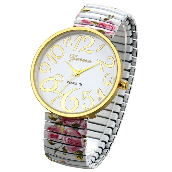Avaner Women's Easy Reader Watch: Bohemian Printed Super Large Clear Number Stretch Wrist Watch Elastic Strap Watches for Women Ladies Wristwatch