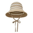 thumbnail image 4 of SAZBJOJN Sun Hats for Women Striped Bucket Hat Summer Large Head Wide Brim Sun Hat Lightweight Breathable Outdoor Travel Fashion Fisherman Cap Beach Hat Brown, 4 of 4