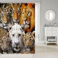 thumbnail image 2 of Manfei Rustic Wildlife Shower Curtain 72Wx84L, 3D Tiger Lion Bathroom Shower Curtain, Tan Orange, 2 of 5
