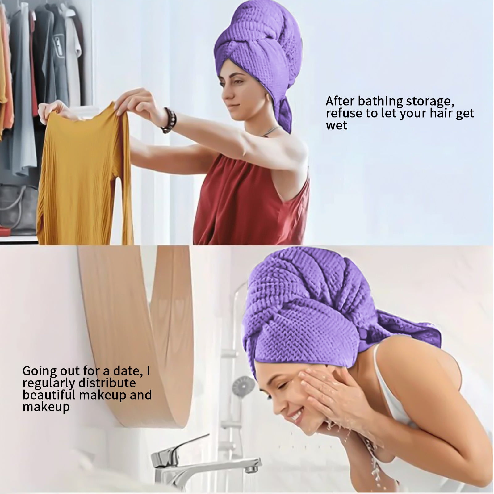 TopLLC Microfiber Hair Towel Wrap For Hair Drying Towel With Elastic Strap Fast Drying Hair Turbans For Wet Hair Long Thick Curly Hair Super Soft Hair Wrap Towels Drying Towels Walmart