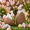 thumbnail image 7 of Ayieyill Easter Bunny Egg Decorations 2Pcs, Resin Easter Bunny Figurines for Home, Courtyard, Tabletop Enhance The Easter Atmosphere, 7 of 7