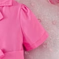 thumbnail image 5 of yillto Kids Girls Cotton Dress Formal Short Sleeve V Neck Pleated School Uniform Dresses with Belt, 5 of 7