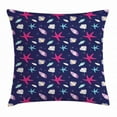 thumbnail image 1 of Navy and Blush Throw Pillow Cushion Cover, Nautical Marine Pattern with Shells Starfishes and Bubbles Aquatic Wildlife, Decorative Square Accent Pillow Case, 24 X 24 Inches, Multicolor, by Ambesonne, 1 of 2