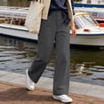 thumbnail image 5 of Work Pants Women, Audhol Women's High Waist Pleated Work Business Casual Trousers Long Straight Suit Pants Trousers Pants for Women Dark Gray XL, 5 of 5