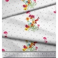 thumbnail image 3 of Soimoi Cotton Voile Fabric Dot,Leaves & Periwinkle Floral Printed Fabric 1 Yard 42 Inch Wide, 3 of 3