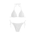 thumbnail image 5 of ZHOGXU Womens Swimsuits Three Piece Solid Color Halter Neck Bkinini Sets And Mesh Cover Upscomfortable Stylish Swimwear For Beach Pool,White,L, 5 of 5