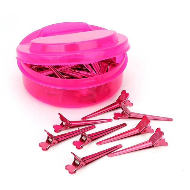50 Uds. Horquillas de salón Mini pinzas para el cabello herramienta de peinado (rosa roja)