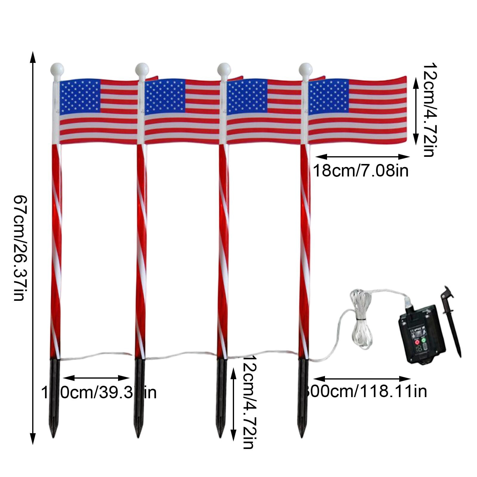 Solar Outdoor Lights Waterproof, 36 in Ground Stakes, Solar Lights Outdoor Decorative, Front Yard Walkway Glow, Fourth of July, Patriotic Print, 4 Set
