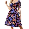 thumbnail image 1 of Vestido de manga corta con estampado de babosa marina, vestidos largos para mujer, vestido de falda para mujer, 1 of 7