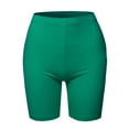 thumbnail image 2 of A2Y Women's Basic Solid Premium Cotton Mid Thigh High Rise Biker Bermuda Shorts Kelly Green M, 2 of 5