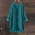 thumbnail image 2 of Htigea Lightweight Cardigans for Women Oversized Bohemian Linen Long Shirts Open Front Button Down Blouses Top Army Green M, 2 of 5