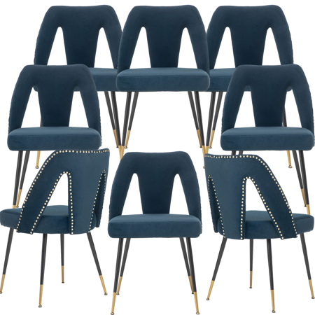 Velvet Dining Chairs Mid Century Modern Kitchen Chair Contemporary Dining Chair with Metal Leg High Back Armless Upholstered Leisure Side Chair for Dining Room Lounge (Set of 8)
