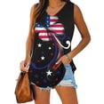 thumbnail image 4 of Wycnly Womens Tank Tops 4th of July Classic Patriotic Tunic Tee Tops Summer Fashion Star US Flag Print V-Neck Sleeveless Shirts Blouse Black XXL, 4 of 6