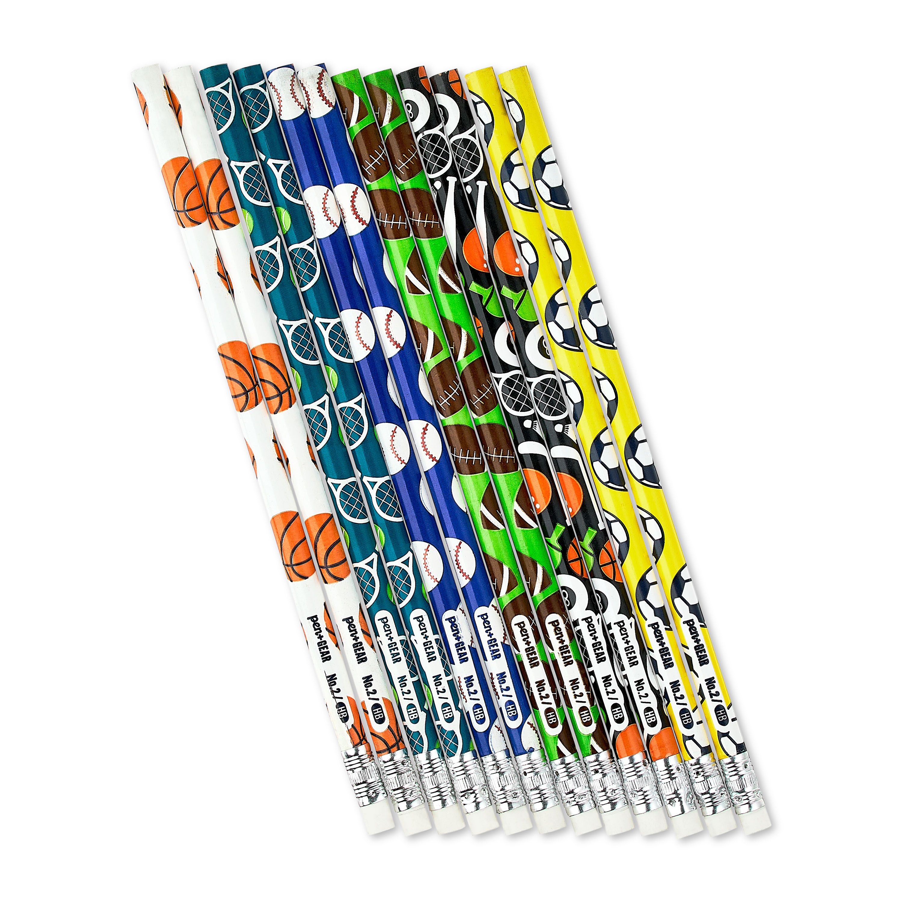 Lápices de madera sin punta con estampado deportivo Pen+Gear, #2 HB, multicolor, 12 unidades 3