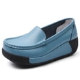 thumbnail image 4 of zapatos de plataforma para mujer, zapatos individuales informales con tacón inclinado, zapatos de cuero para mujer con parte inferior gruesa, cómodos zapatos oscilantes, chanclas, 4 of 5
