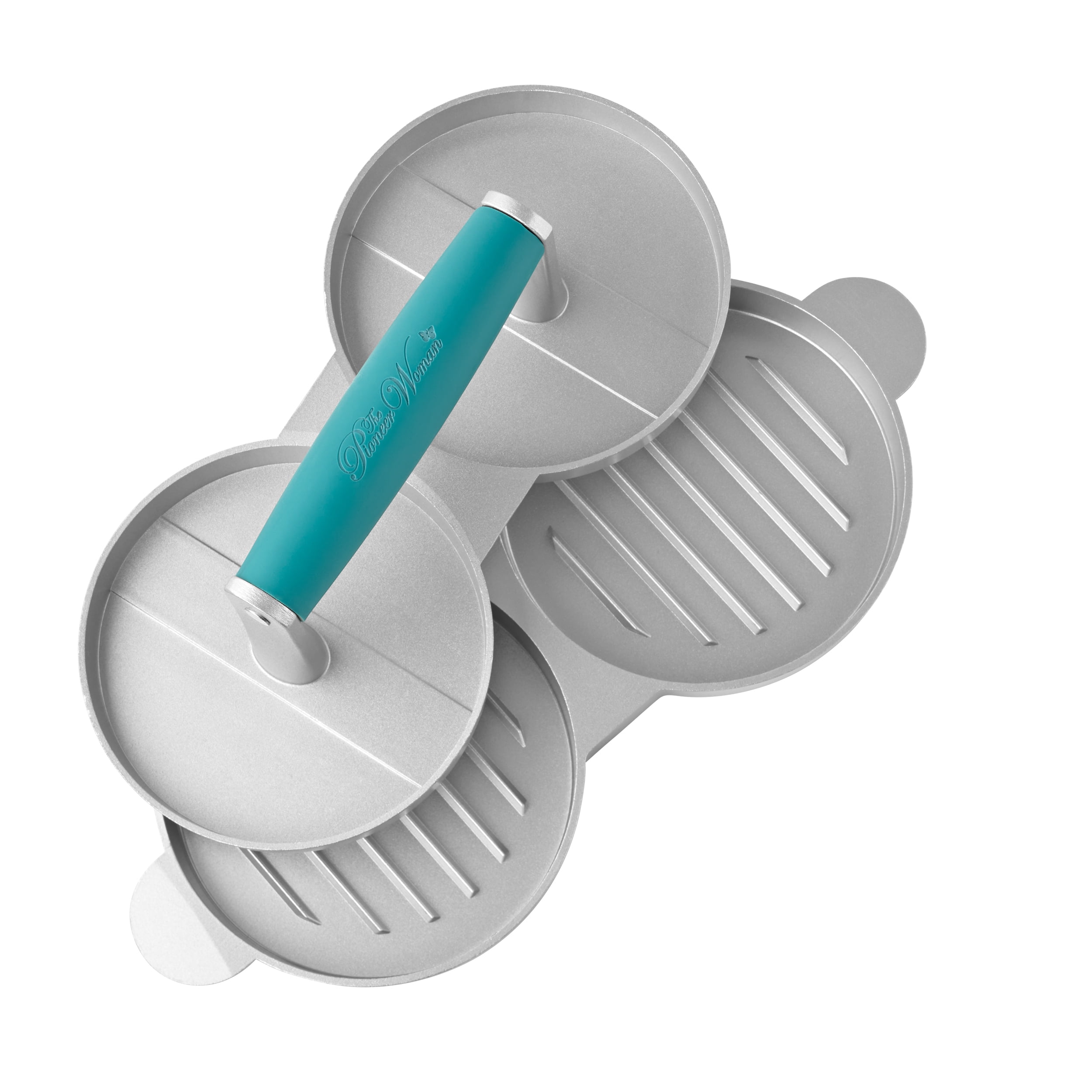 The Pioneer Woman Timeless Beauty Aluminum Double Burger Press, Teal