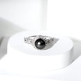 thumbnail image 5 of Rosec Jewels Genuine Tahitian Black Pearl Engagement Ring with Diamond - Crossover Ring (8 mm, 8 Carat, AAA Quality), 10K White Gold, US 7.50, 5 of 9