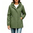 thumbnail image 2 of Women's Loose Fit Long Sleeve Hooded Softshell Jacket With Pocket Solid Color Casual Outerwear Lightweight Comfy Streetwear | CSEONE,Army Green L, 2 of 6