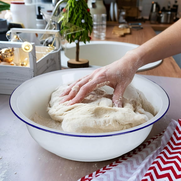 WRITWAA Enamel Wash Basin Vintage Design Enamel Bowl for Kitchen Tasks 1Set