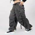 thumbnail image 4 of Women Cargo Pants  Low Waist Solid Loose Trousers with Pockets, 4 of 5