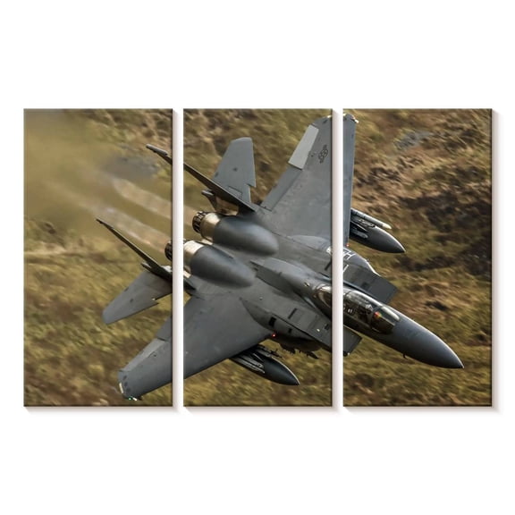 Elephant Stock Military Aircraft In Flight Wall Art - Horizontal Multi Panel Canvas - Living Room Wall Decor - Military Multi Panel - Gray And Brown Decor - 23" x 14"