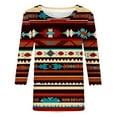thumbnail image 4 of CYMMPU Summer Trendy Shirts 3/4 Sleeve Geometric Printed Tunic Tops Crew Neck Loose Fit Blouses for Women Dressy Casual Spring Tops Western T-Shirts L, 4 of 5