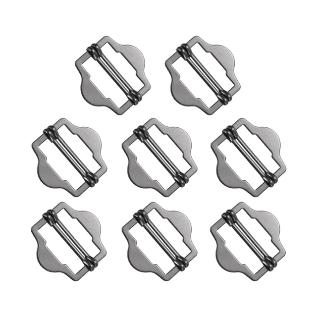 Unique Bargains 8Pack Metal Adjuster Slide Buckles, 25mm Webbing Strap Roller Pin Clip (Black)