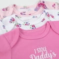 thumbnail image 6 of Baby Essentials Baby Girl 5 Piece Bodysuit Romper Set, Floral Baby Outfit Gift Set, (Newborn,I Stole Daddy's Heart Pink Floral), 6 of 6