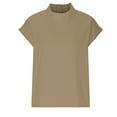 thumbnail image 4 of LADIGASU Ladies' Spring And Summer Casual Solid Color Top Casual High Neck Linen Breathable T-shirt, 4 of 6