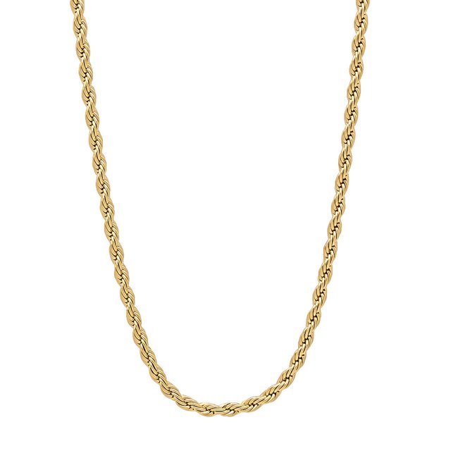 CUITING 2.4mm 14k Yellow Gold Plated Twisted Rope Choker Chain Necklace 18 inches