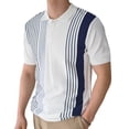 thumbnail image 2 of Yaoyar Men Fashion Summer Striped Color Blocked shirt Short Sleeved Top Casual Lapel Top 3-button Short Sleeved Lapel Top, 2 of 5