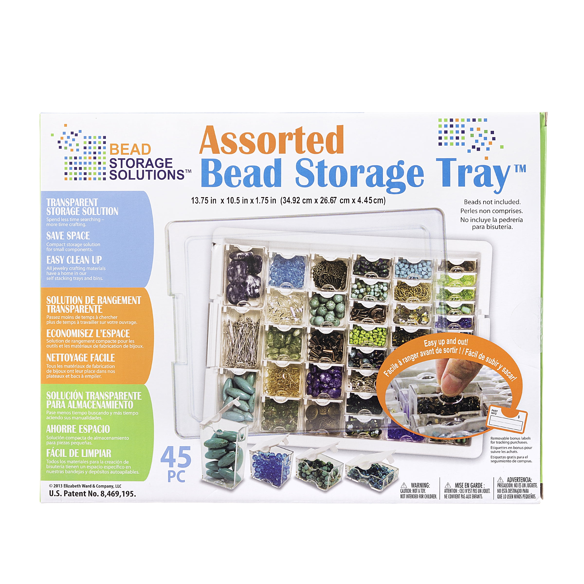 Bead Storage Solutions Clear Plastic Bead Storage Tray, 45 Pieces 