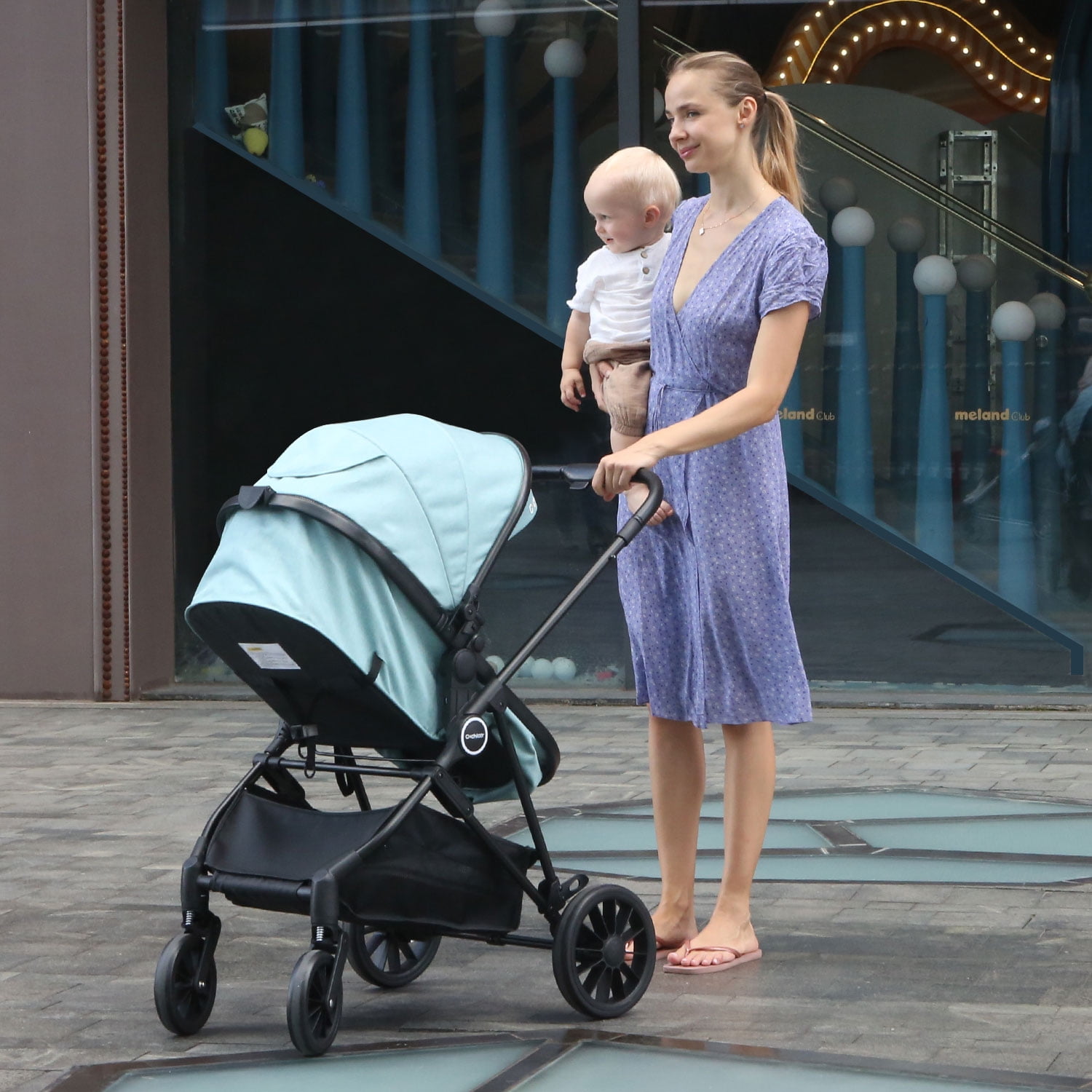Cochildor Lite 2.0 Baby Stroller with Bassinet Mode - 3-Position Reversible Lightweight Stroller for 0-36 Months, Foldable Compact Travel Stroller with UPF 50+ Canopy, Blue
