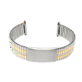 thumbnail image 4 of Bandini 22mm Silver and Gold (Two-Tone) Tone Stainless Steel Stretch Watch Strap for Men, Straight End, Adjustable Length Metal Expansion Watch Band, No Buckle, 4 of 6