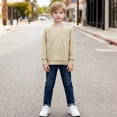 thumbnail image 5 of OGLCCG Boy's Waffle Long Sleeve Shirt Loose Fit V Neck Henley Shirts Casual Lightweight Comfort Oversized Tshirts for School 4-14 Years, 5 of 6